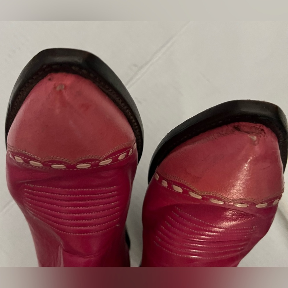 Lucchese Pink Embroidered Western CowgirlBoots - Picture 14 of 15
